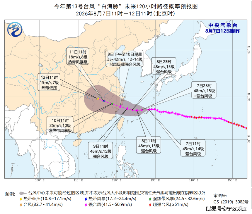 “白海豚”可能在浙江苍南到象山一带沿海登陆！